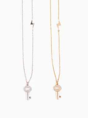 14k Gold Diamond Mini Key Necklace