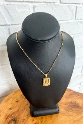 18K Initial Card Necklace