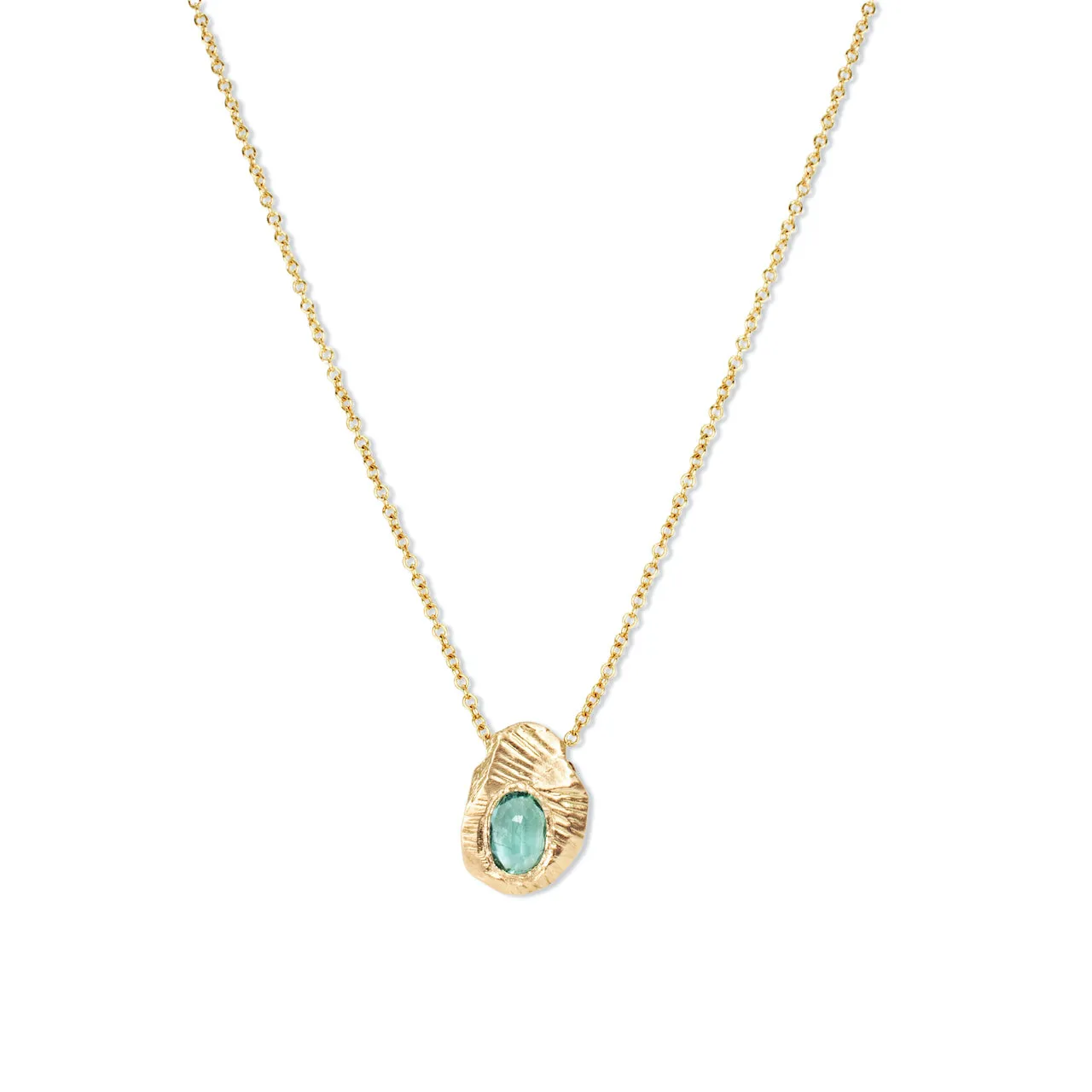 18K Oval Slider Necklace in Emerald