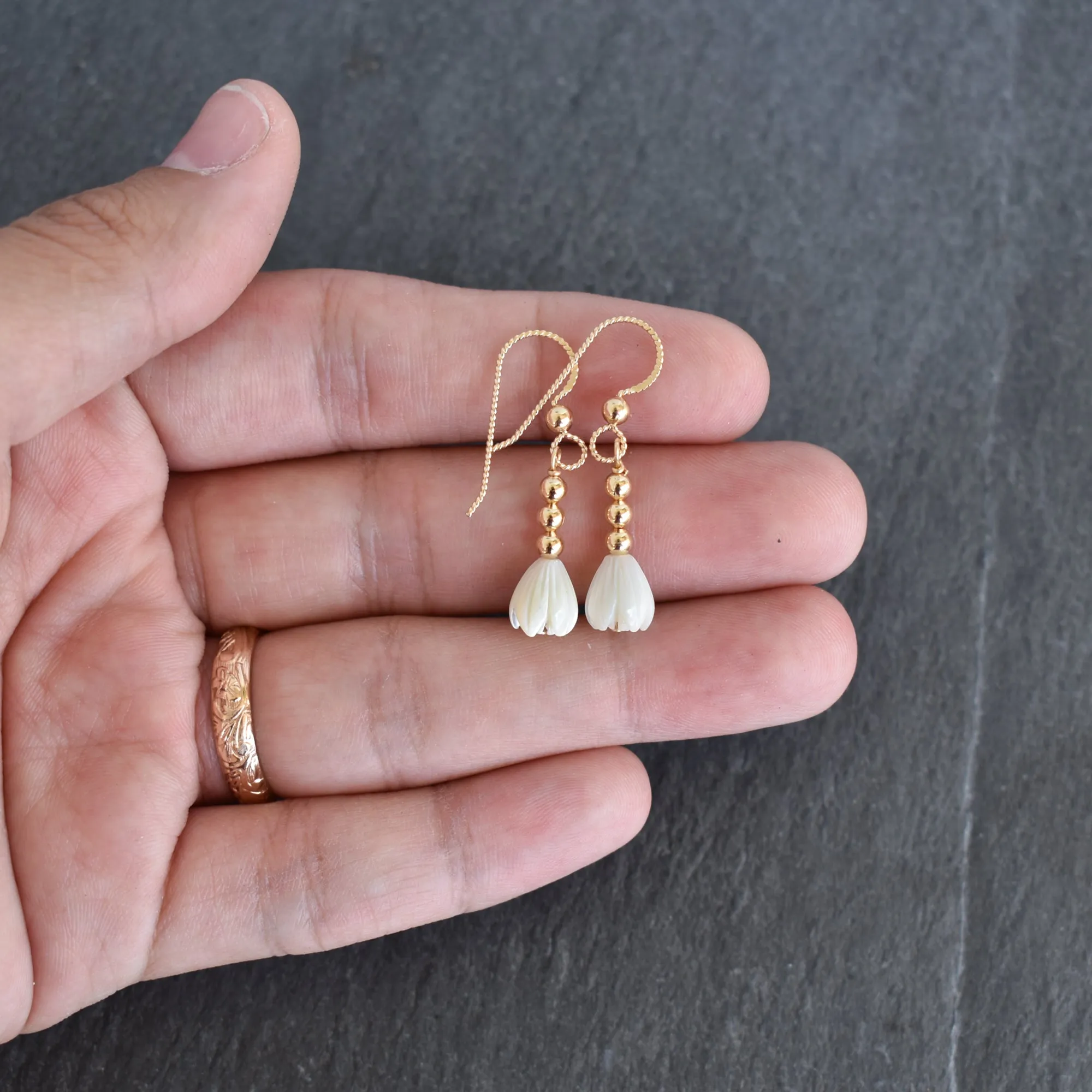 3mm Metal Beaded Earrings with Pikake Accent