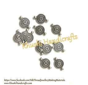 Antique Silver Round Earring Connector / Connectors charms. Pack of 15 pieces!