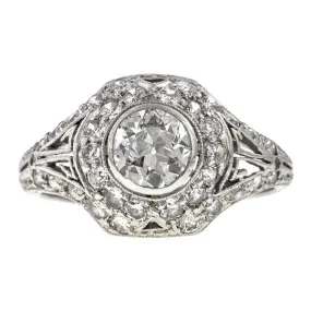 Art Deco Filigree Engagement Ring, TRB 0.60ct.