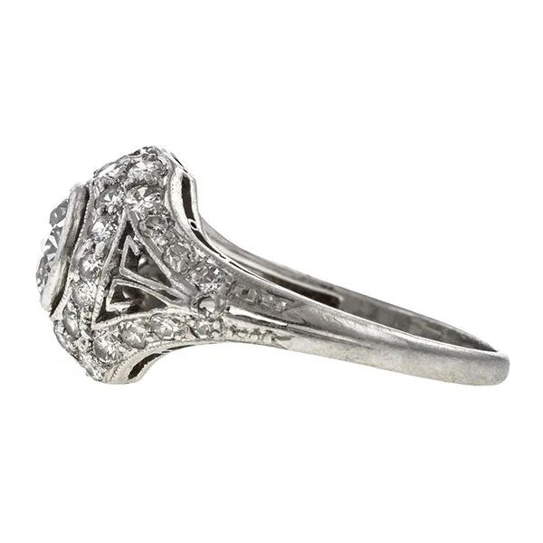 Art Deco Filigree Engagement Ring, TRB 0.60ct.