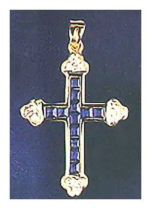 Avignon 14k Gold, Sapphire and Diamond Cross