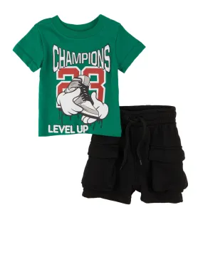 Baby Boys 0-9M Champions Graphic Tee and Cargo Shorts