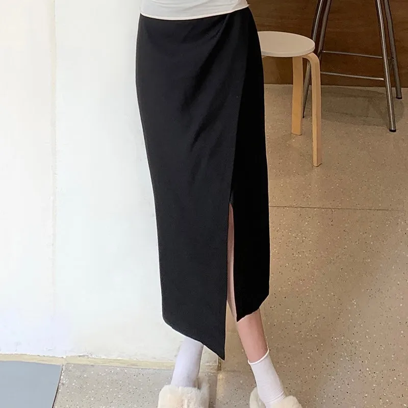 Black Slit Long Skirt