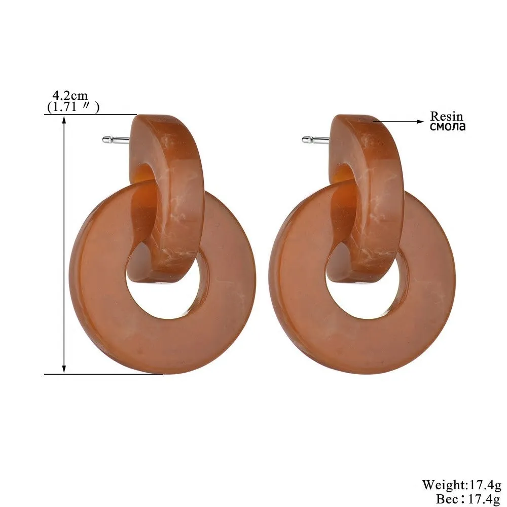 Brown Geometric Acrylic Hoop Drop Earrings