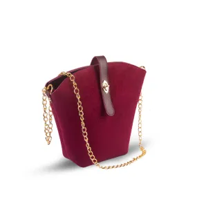 Bucket Suede chain bag maroon