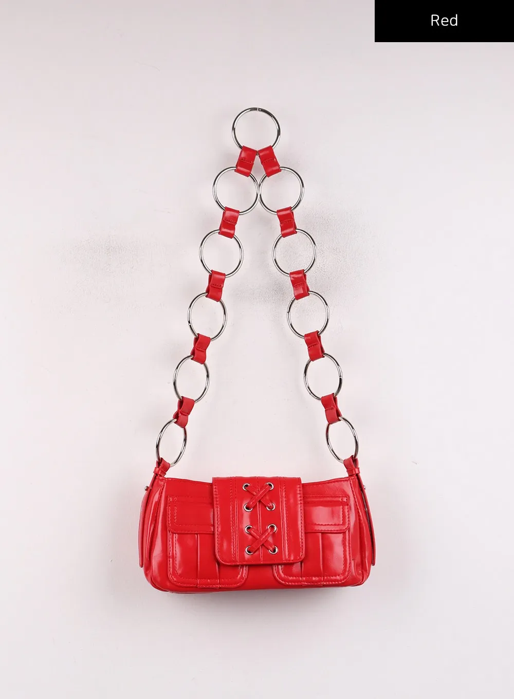 Chained Design Faux Leather Shoulder Bag IJ419