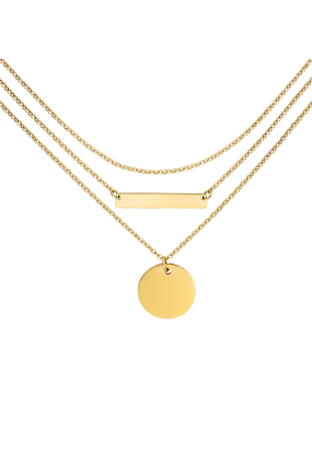 Circle Plate Necklace Gold