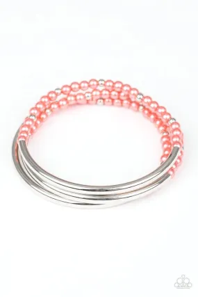 City Pretty Coral and Silver Bracelet Set - Paparazzi Accessories