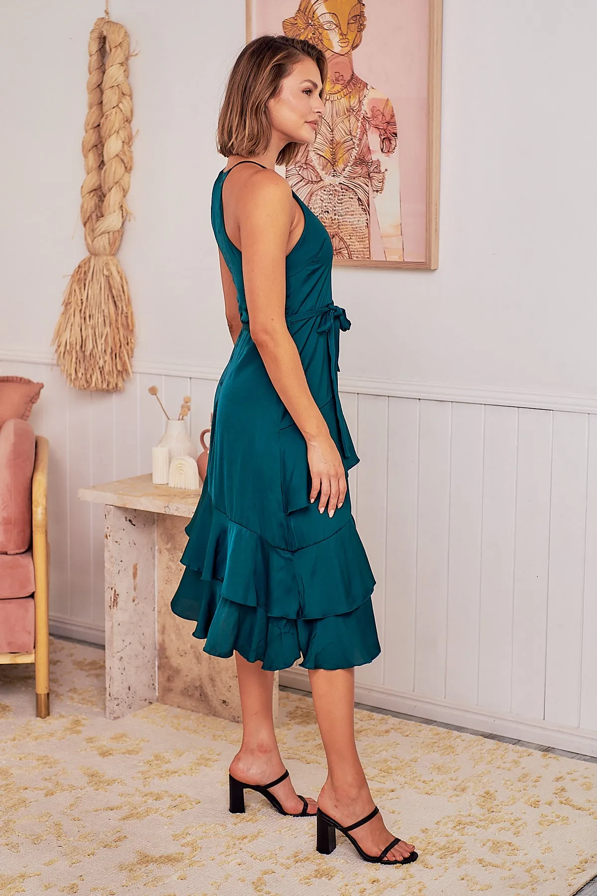 Dawn Emerald Sleeveless Evening Dress