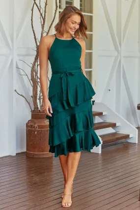 Dawn Emerald Sleeveless Evening Dress