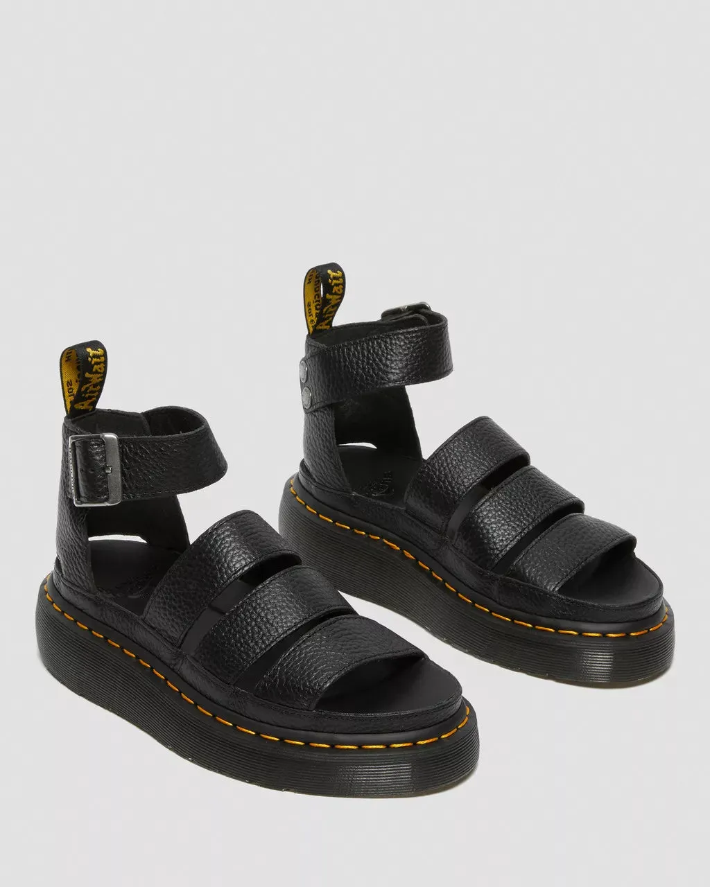 Doc Martens Women's CLARISSA II WOMEN'S LEATHER PLATFORM SANDALS (Black Milled Nappa)