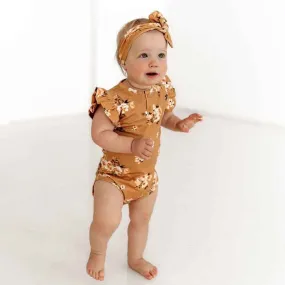 Golden Flower | Organic Short Sleeve Bodysuit