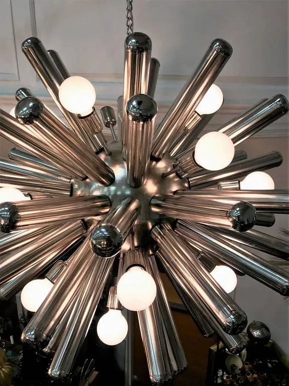 Italian Monumental Chrome Sputnik Chandelier