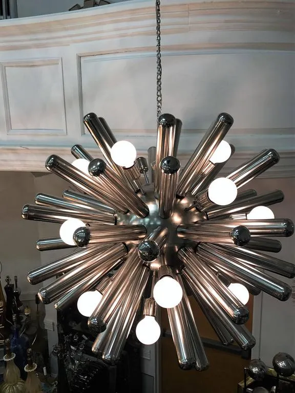 Italian Monumental Chrome Sputnik Chandelier