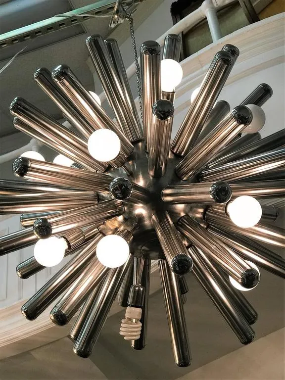 Italian Monumental Chrome Sputnik Chandelier