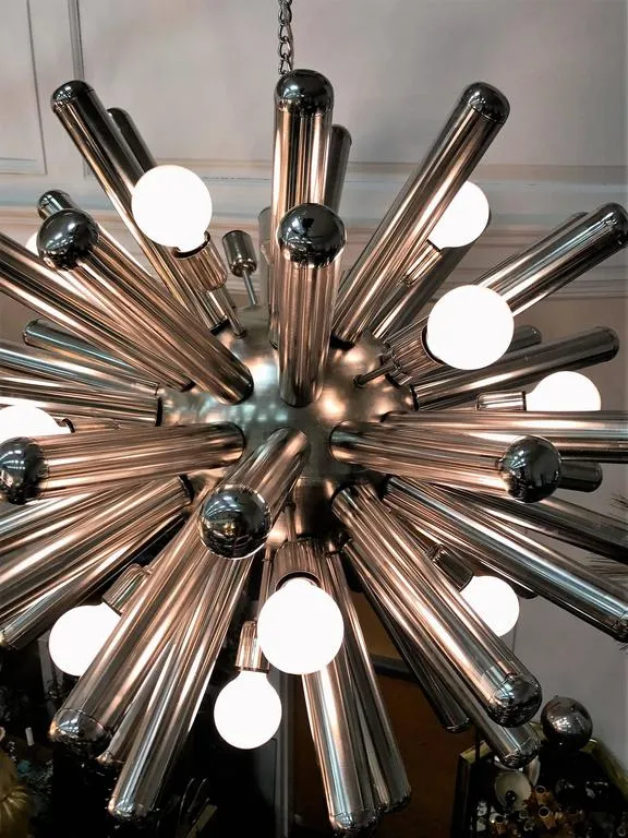 Italian Monumental Chrome Sputnik Chandelier