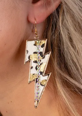 Leopard Bling thunder bolt earring