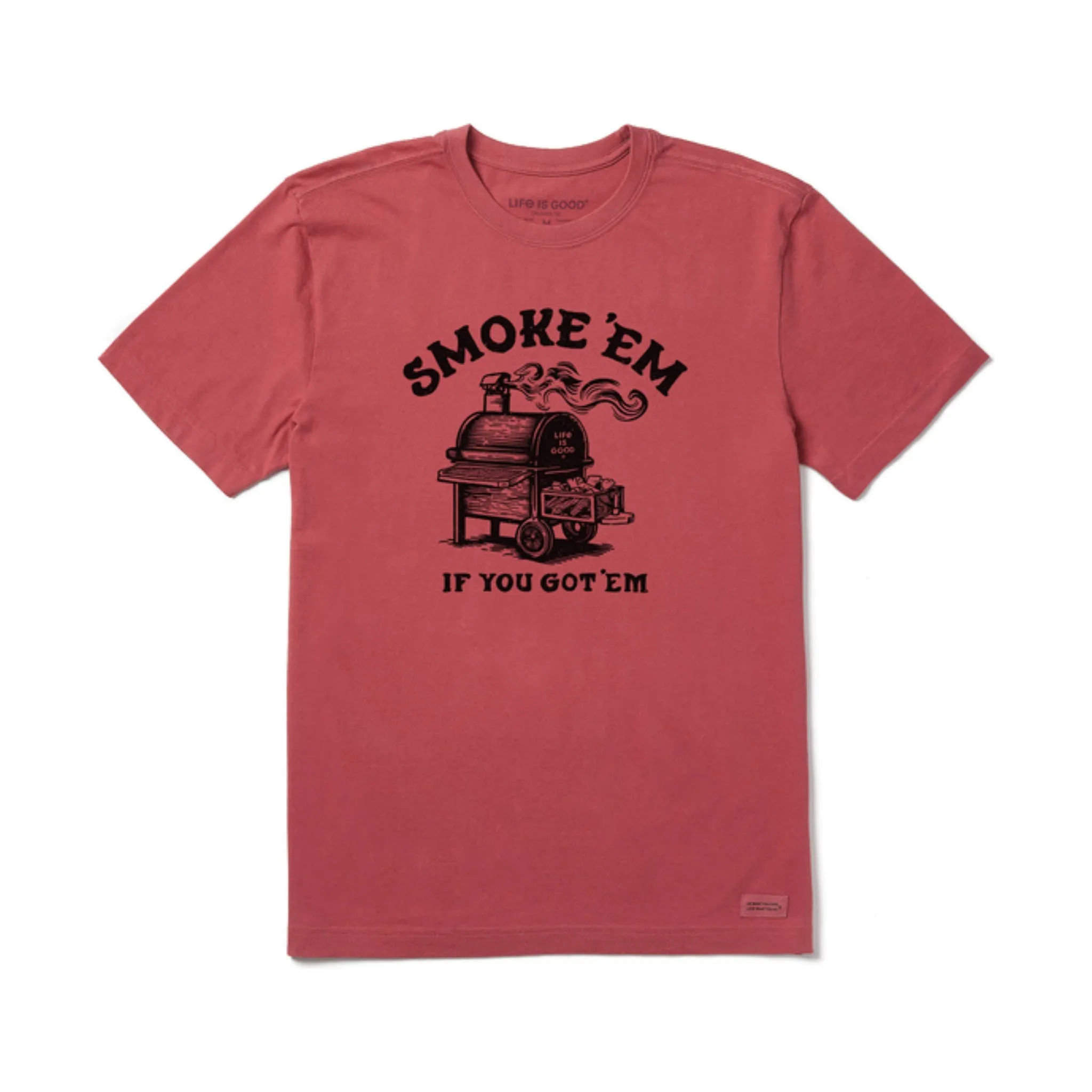 Life Is Good Men's Woodcut Smoke'em Short Sleeve Tee - Faded Red