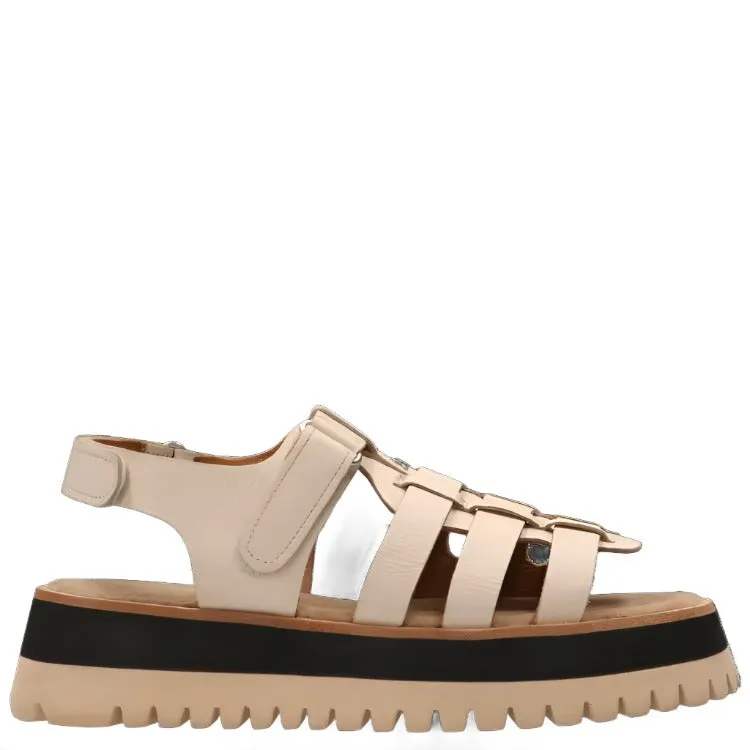 MARUTI LOGAN LEATHER SANDALS IN OFF WHITE