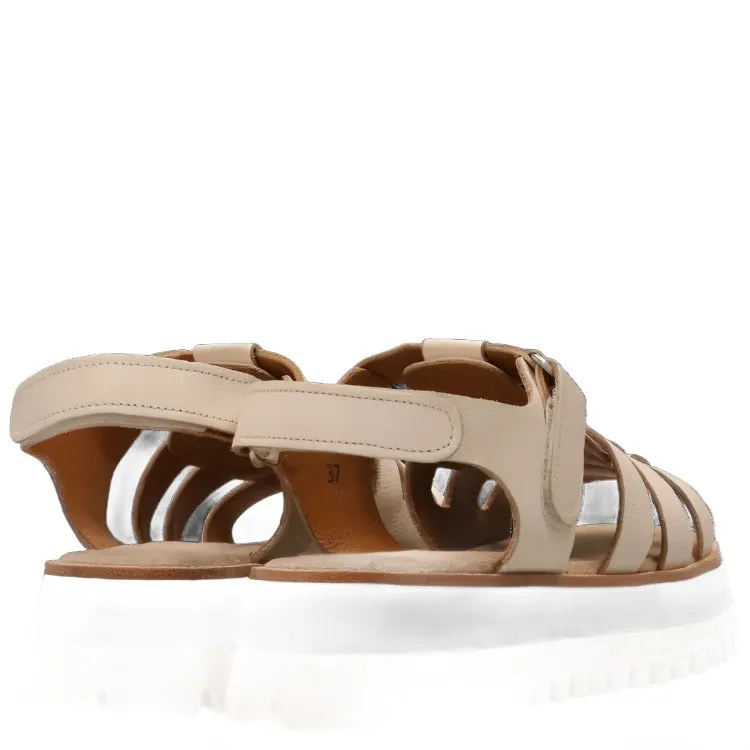 MARUTI LOGAN LEATHER SANDALS IN OFF WHITE