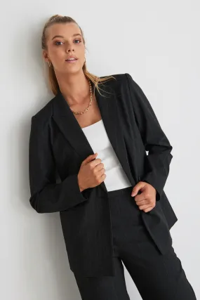 Officer Charcoal Pinstripe Double Breasted Blazer