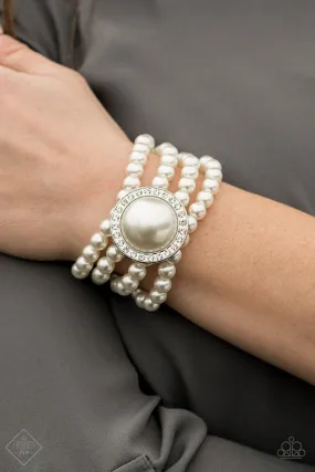 Paparazzi Accessories - Top Tier Twinkle #B196 - Fashion Fix White Bracelet April 2020