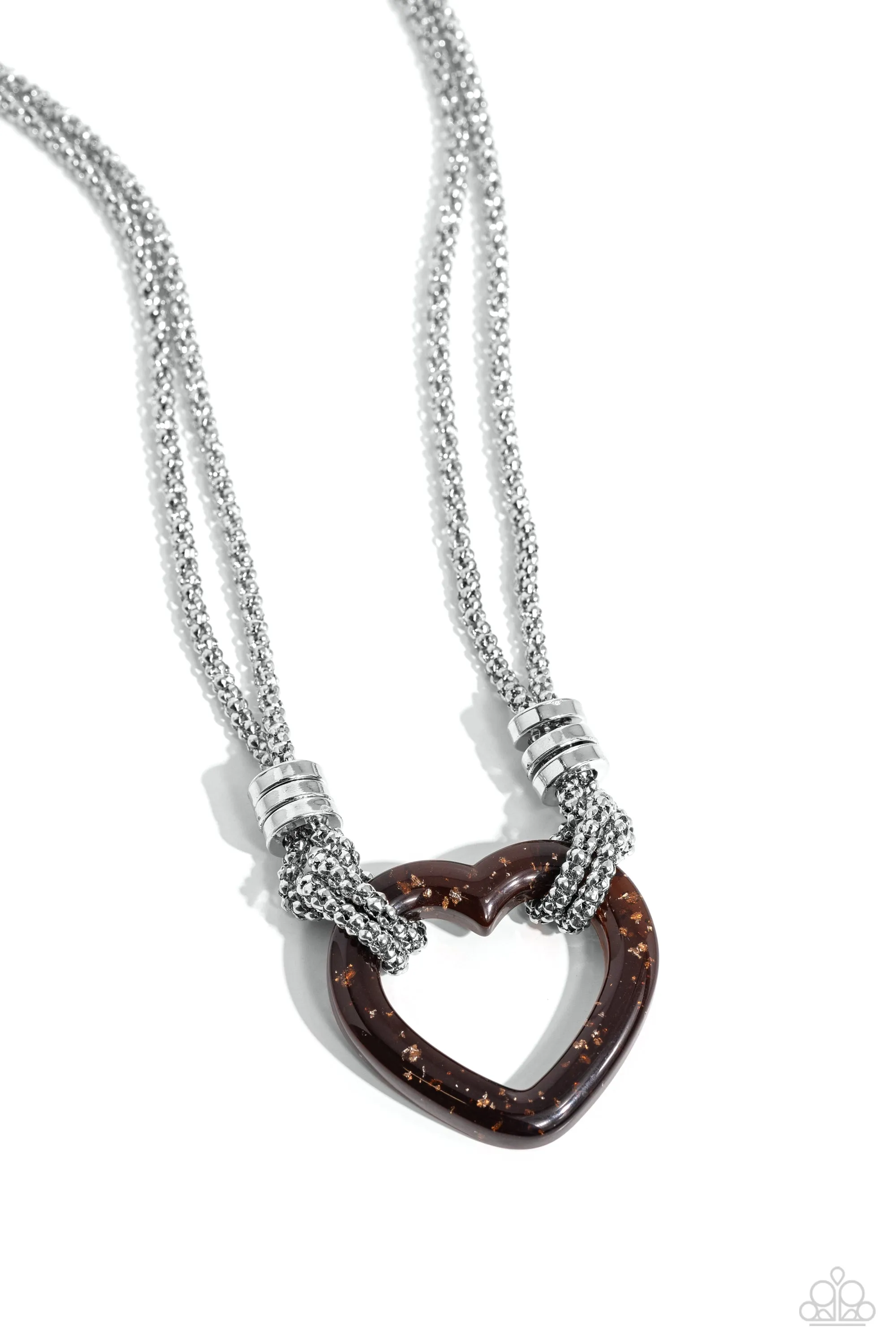 Paparazzi Lead with Your Heart Brown Necklace & Earring Set