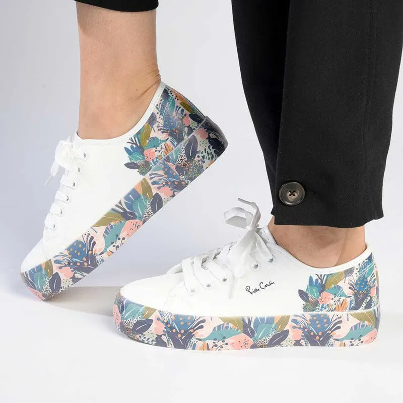 Pierre Cardin Jungle 2 Lace Up Floral Sneaker - White Multi