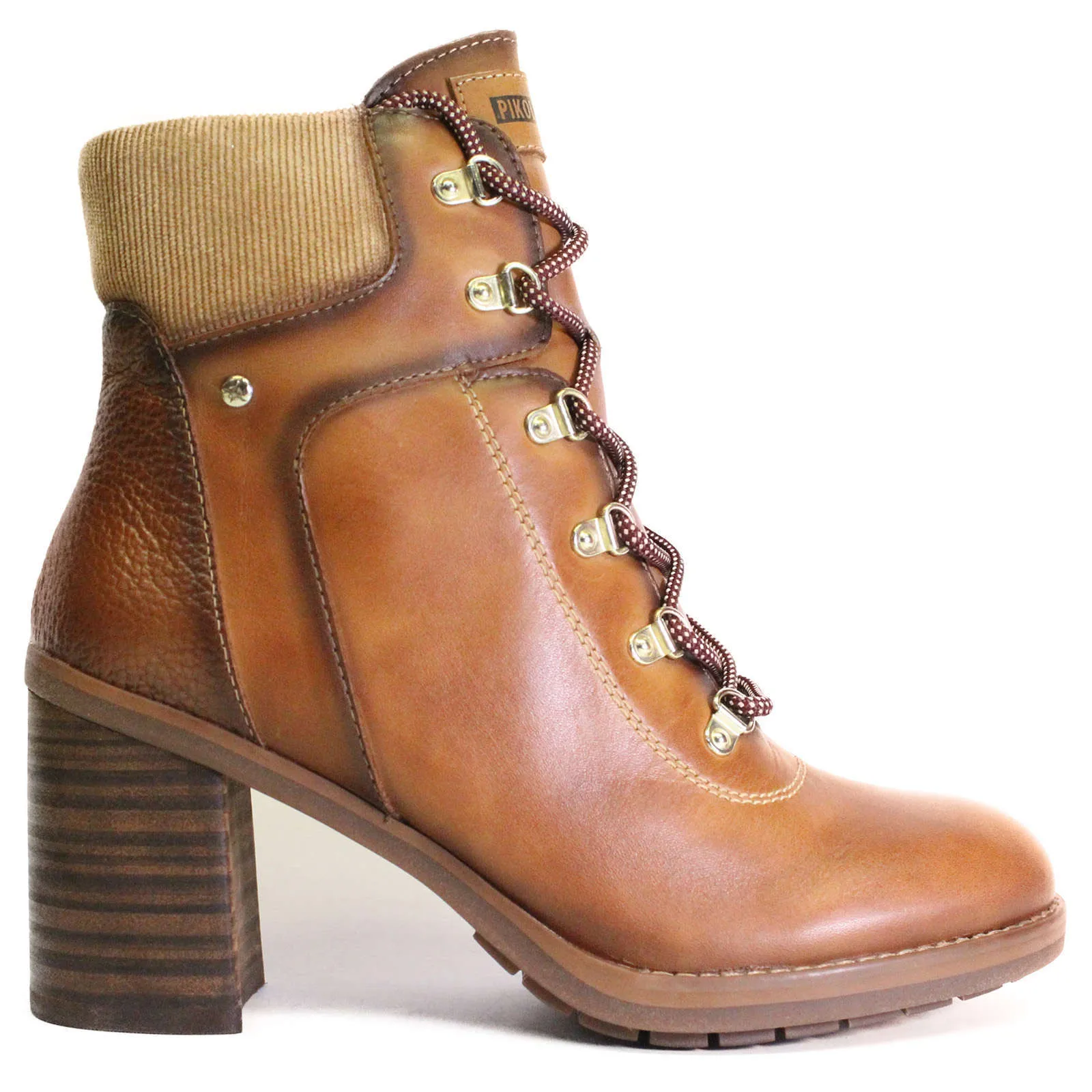 Pompeya Calfskin Leather Women's Zip Up Stack Heeled Boots