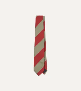 Red and Brown Wide Stripe Repp Silk Tipped Tie