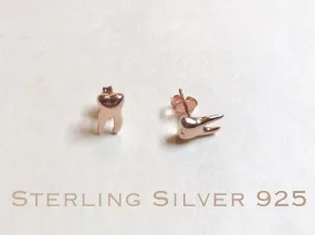 Rose Gold over Sterling silver teeth stud earrings, Dental earrings, molar earrings, dental gifts, tooth earrings, tooth studs