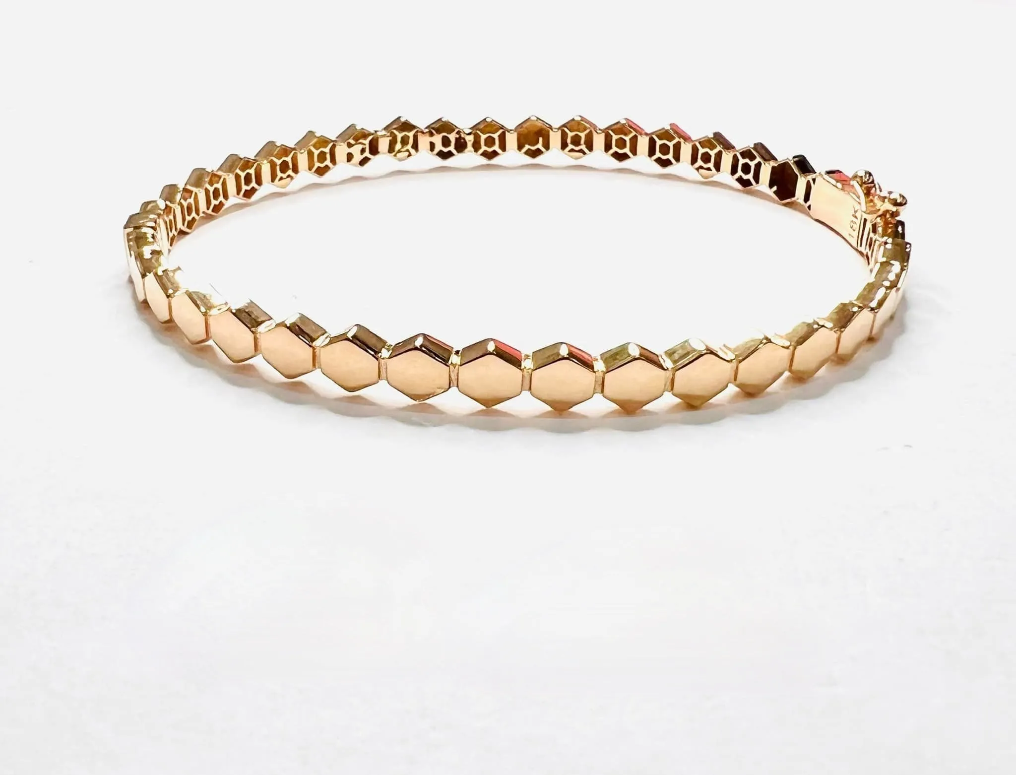 Rosegold Honeycomb Bangle 18k Gold