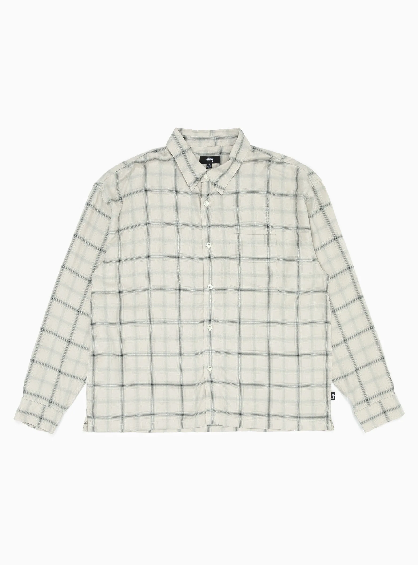 Shadow Plaid Rayon Shirt Natural