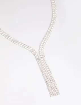 Silver Cubic Zirconia Fringe Necklace