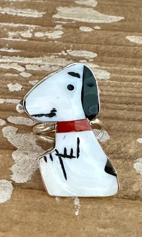 SNOOPY Zuni Toons Inlay Silver Ring  Size 9.5