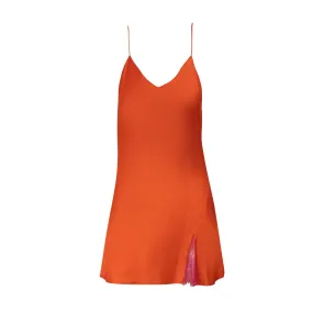 Tangerine Mini Slip w/ Lace Godet